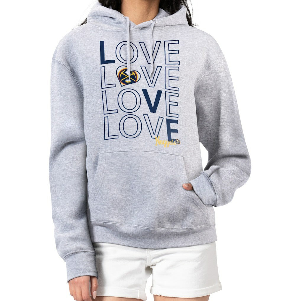 Denver Nuggets G-III 4Her by Carl Banks Women's Basketball Love Fleece Pullover Hoodie Heather Gray