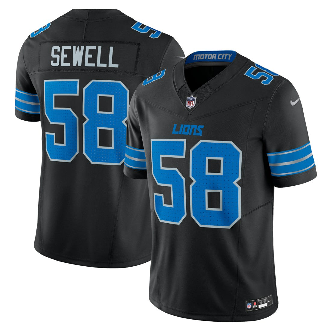 Penei Sewell Detroit Lions Vapor F.U.S.E. Alternate Limited Jersey - Black Jerseys