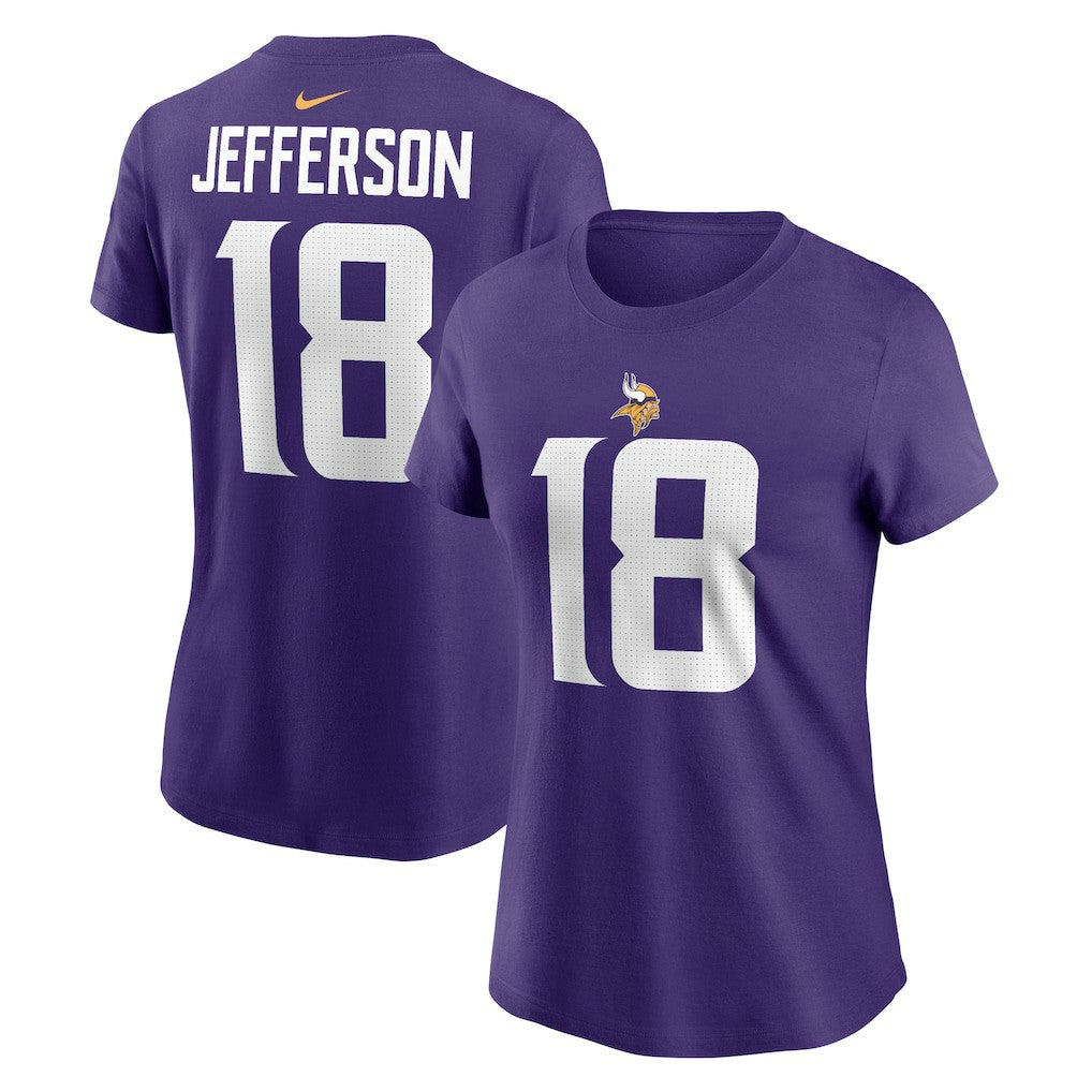 Justin Jefferson Minnesota Vikings Women's Player Name & Number T-Shirt - Purple T-shirts