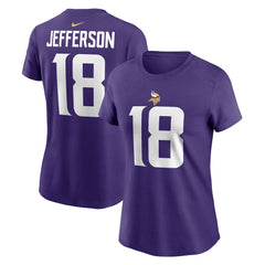 Justin Jefferson Minnesota Vikings Women's Player Name & Number T-Shirt - Purple T-shirts