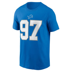 Aidan Hutchinson Detroit Lions Name & Number T-Shirt - Blue T-shirts