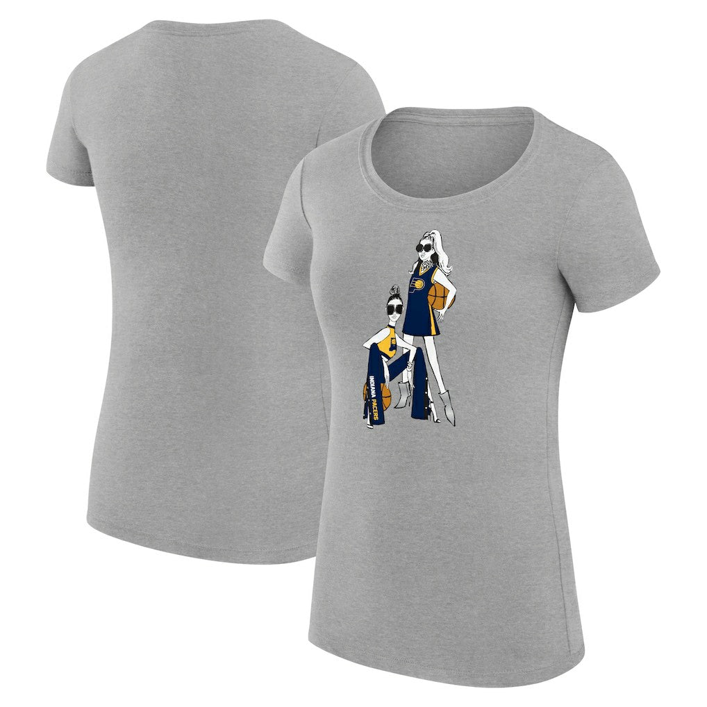 Indiana Pacers G-III 4Her by Carl Banks Women's Super-Slim Fit Lightweight Basketball Girls T-Shirt Heather Gray outlet