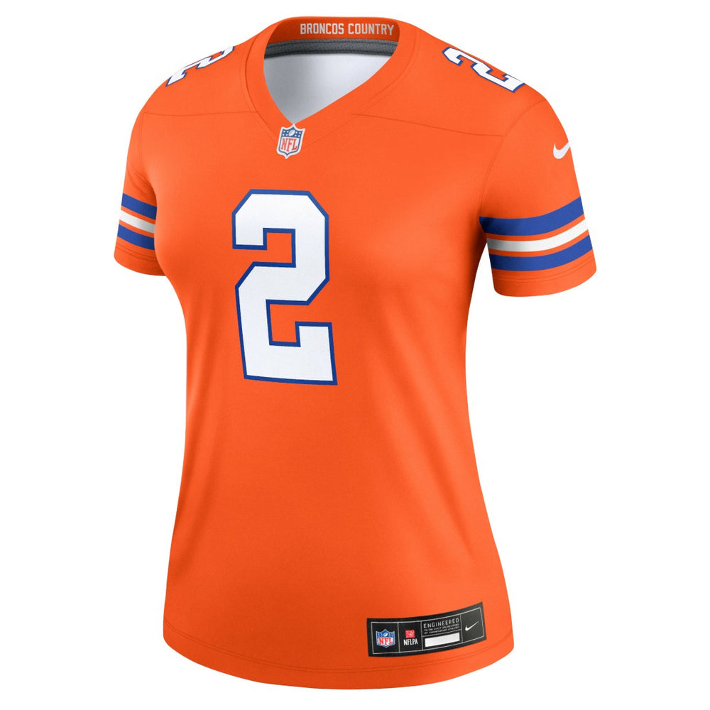 Patrick Surtain II Denver Broncos Women's Alternate Legend Player Performance Top - Mile High Collection 1977 Throwback Orange Tops
