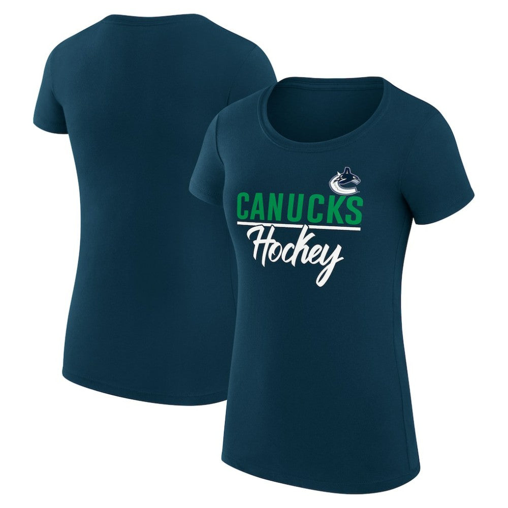 Vancouver Canucks G-III 4Her by Carl Banks Women's Super-Slim Fit Lightweight Team Sport T-Shirt - Navy | US 200602517