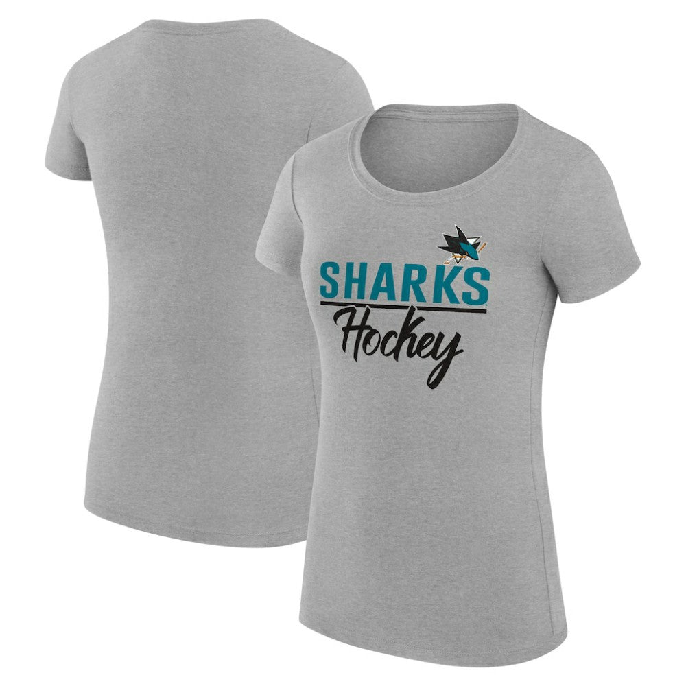 San Jose Sharks G-III 4Her by Carl Banks Women's Super-Slim Fit Lightweight Team Sport T-Shirt - Gray | US 200602560