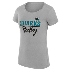 San Jose Sharks G-III 4Her by Carl Banks Women's Super-Slim Fit Lightweight Team Sport T-Shirt - Gray | US 200602560