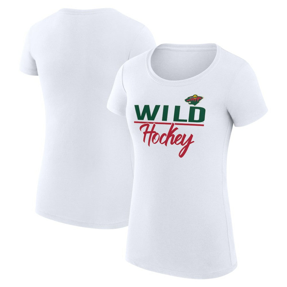 Minnesota Wild G-III 4Her by Carl Banks Women's Super-Slim Fit Lightweight Team Sport T-Shirt - White | US 200602582