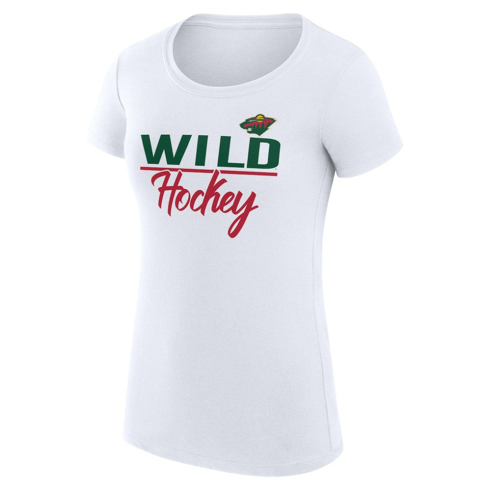 Minnesota Wild G-III 4Her by Carl Banks Women's Super-Slim Fit Lightweight Team Sport T-Shirt - White | US 200602582