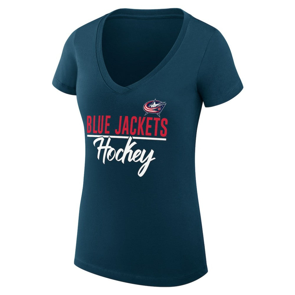 Columbus Blue Jackets G-III 4Her by Carl Banks Women's Super-Slim Fit Lightweight Graphic T-Shirt - Navy | US 200602612