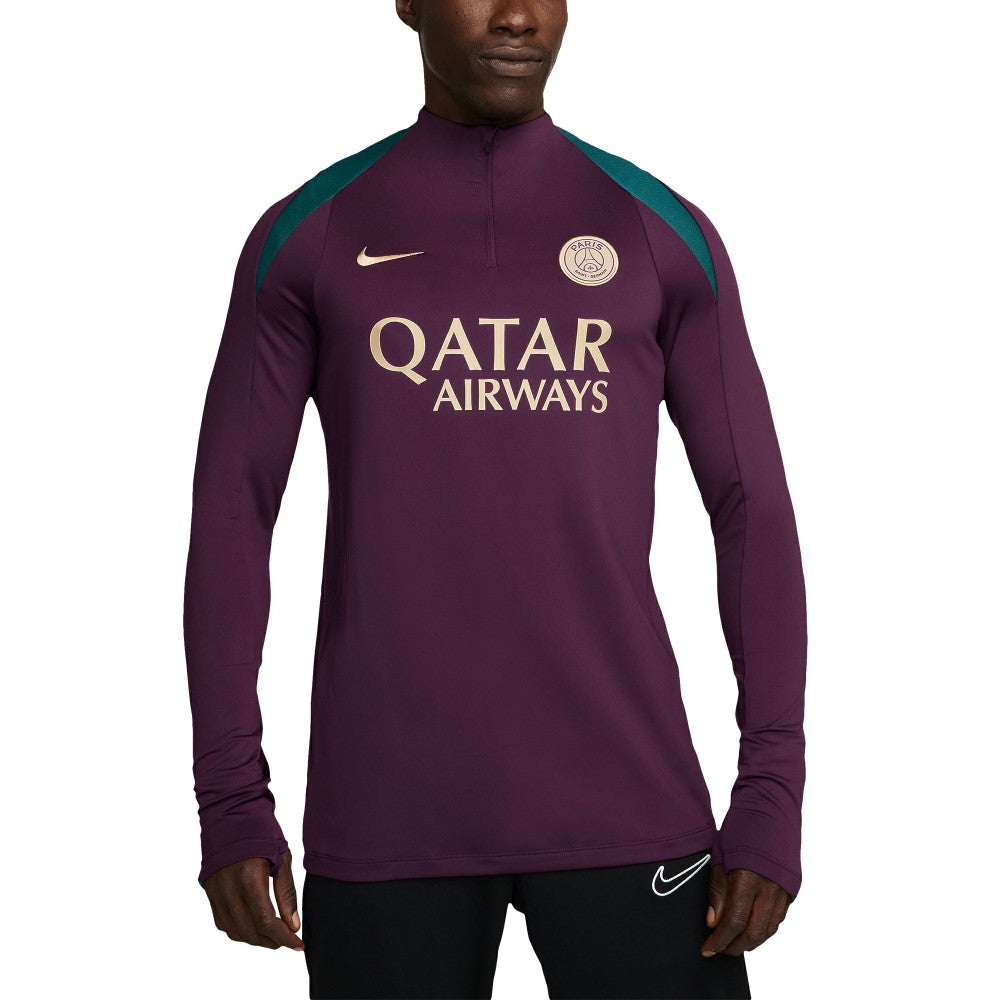 Paris Saint-Germain 2024/25 Strike Drill Performance Quarter-Zip Long Sleeve Top Burgundy - Nike