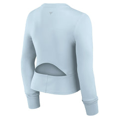 Chicago Cubs Fanatics Women's Studio Fitted Long Sleeve Gym Top  - Light Blue Tops