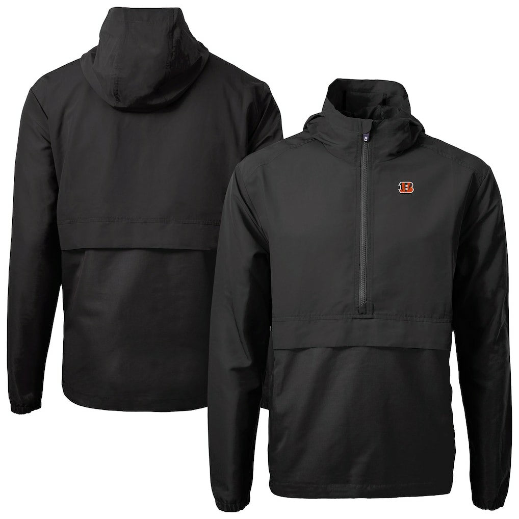 Cincinnati Bengals Cutter & Buck Charter Eco Recycled Anorak Half-Zip Jacket - Black Jackets