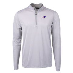 Buffalo Bills Cutter & Buck Virtue Eco Pique Micro Stripe Recycled Quarter-Zip Pullover Top - Gray/White Pullover