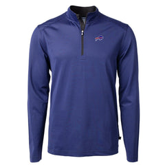 Buffalo Bills Cutter & Buck Virtue Eco Pique Micro Stripe Recycled Quarter-Zip Pullover Top - Royal/Black Pullover