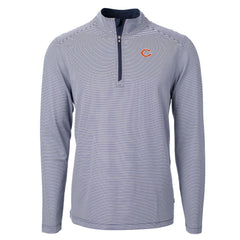 Chicago Bears Cutter & Buck Virtue Eco Pique Micro Stripe Recycled Quarter-Zip Pullover Top - Navy/White Pullover