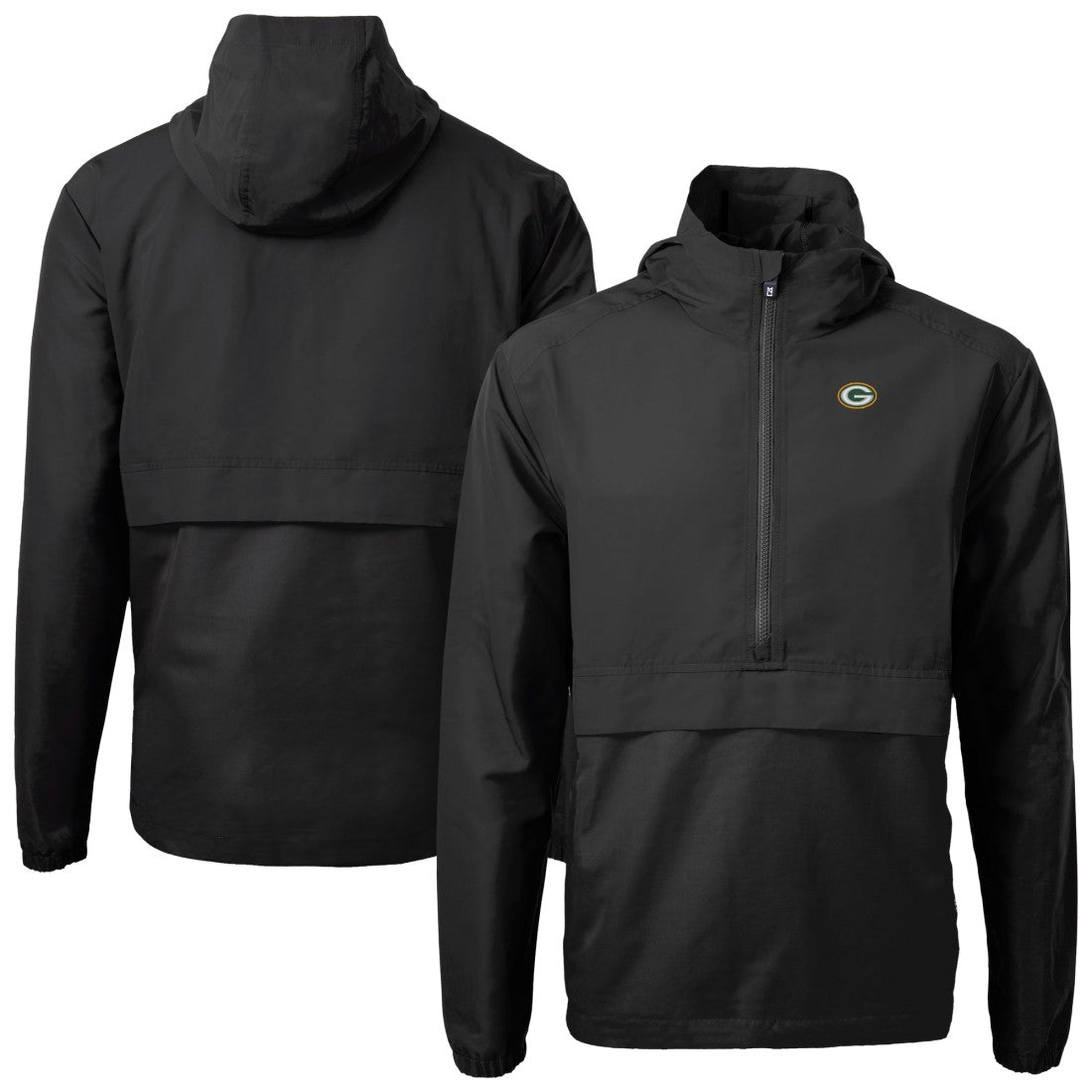 Green Bay Packers Cutter & Buck Charter Eco Recycled Anorak Half-Zip Jacket - Black Jackets