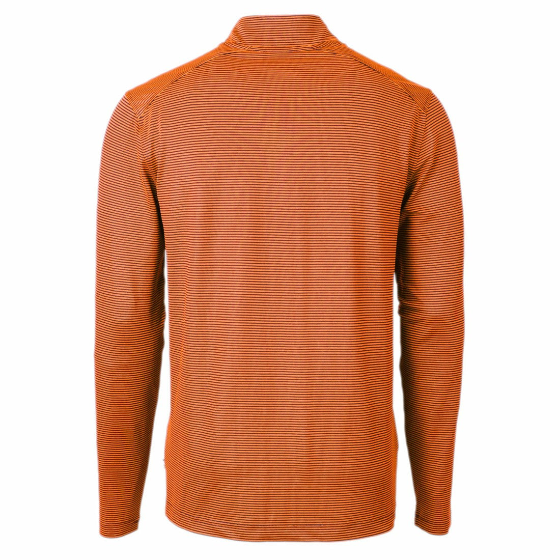 Denver Broncos Cutter & Buck Virtue Eco Pique Micro Stripe Recycled Quarter-Zip Pullover Top - Orange/Navy Pullover