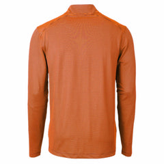 Denver Broncos Cutter & Buck Virtue Eco Pique Micro Stripe Recycled Quarter-Zip Pullover Top - Orange/Navy Pullover