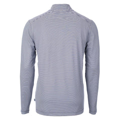 Denver Broncos Cutter & Buck Virtue Eco Pique Micro Stripe Recycled Quarter-Zip Pullover Top - Navy/White Pullover