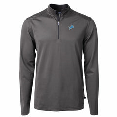 Detroit Lions Cutter & Buck Virtue Eco Pique Micro Stripe Recycled Quarter-Zip Pullover Top - Black/Gray Pullover