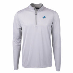 Detroit Lions Cutter & Buck Virtue Eco Pique Micro Stripe Recycled Quarter-Zip Pullover Top - Gray/White Pullover