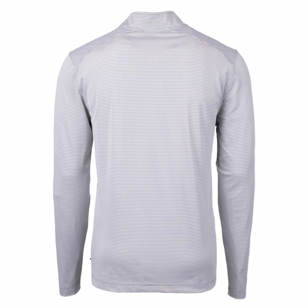 Detroit Lions Cutter & Buck Virtue Eco Pique Micro Stripe Recycled Quarter-Zip Pullover Top - Gray/White Pullover