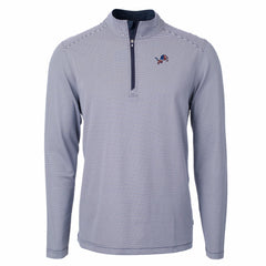 Detroit Lions Cutter & Buck Virtue Eco Pique Micro Stripe Recycled Quarter-Zip Pullover Top - Navy/White Pullover