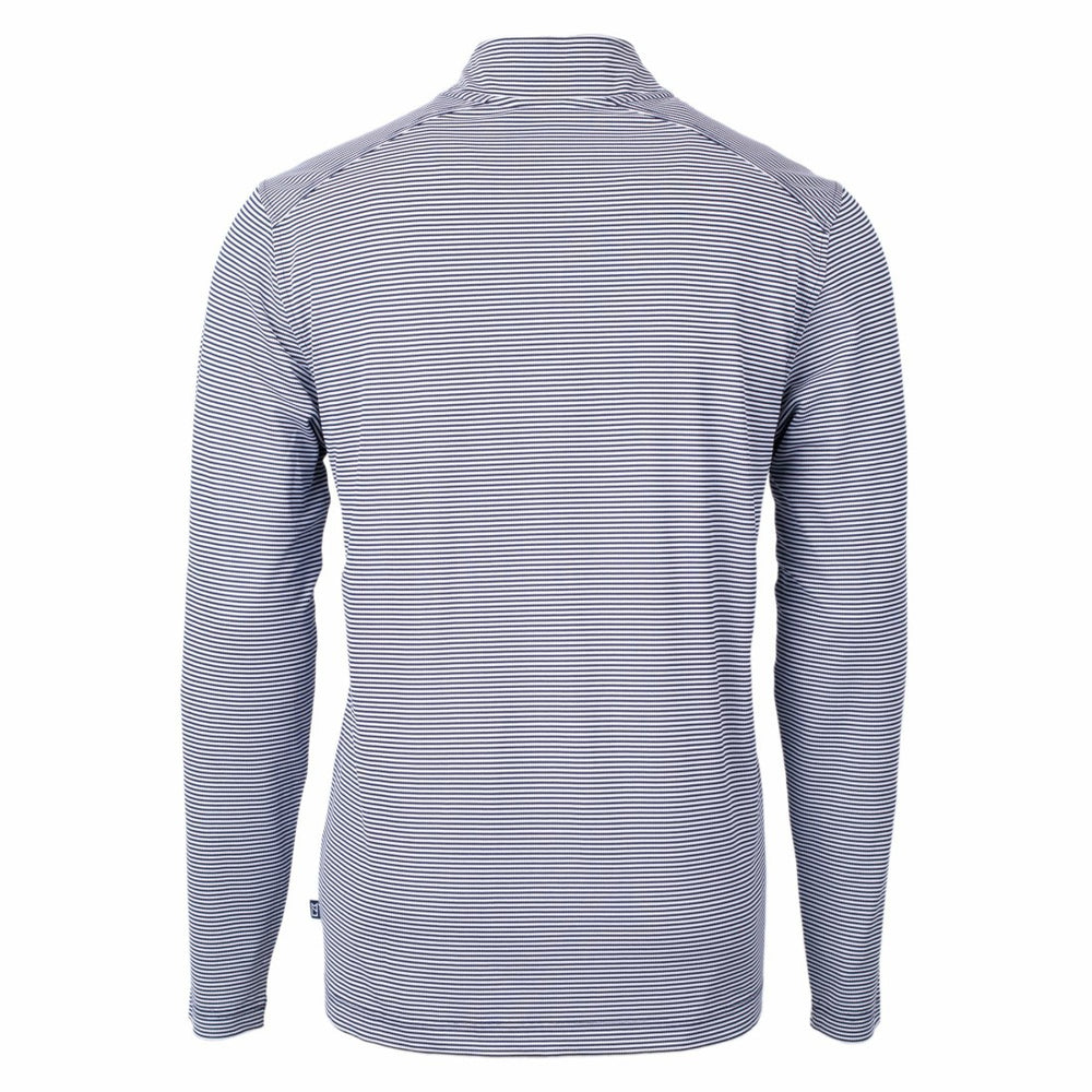 Detroit Lions Cutter & Buck Virtue Eco Pique Micro Stripe Recycled Quarter-Zip Pullover Top - Navy/White Pullover