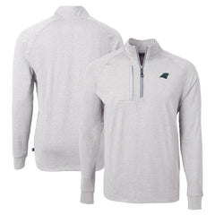 Carolina Panthers Cutter & Buck Adapt Eco Knit Quarter-Zip Pullover Top - Heather Gray Pullover