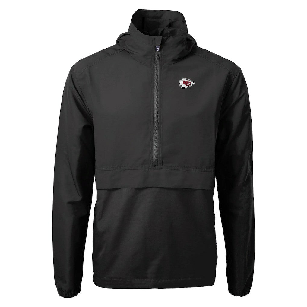 Kansas City Chiefs Cutter & Buck Charter Eco Recycled Anorak Half-Zip Jacket - Black Jackets