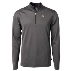 Green Bay Packers Cutter & Buck Virtue Eco Pique Micro Stripe Recycled Quarter-Zip Pullover Top - Black/Gray Pullover