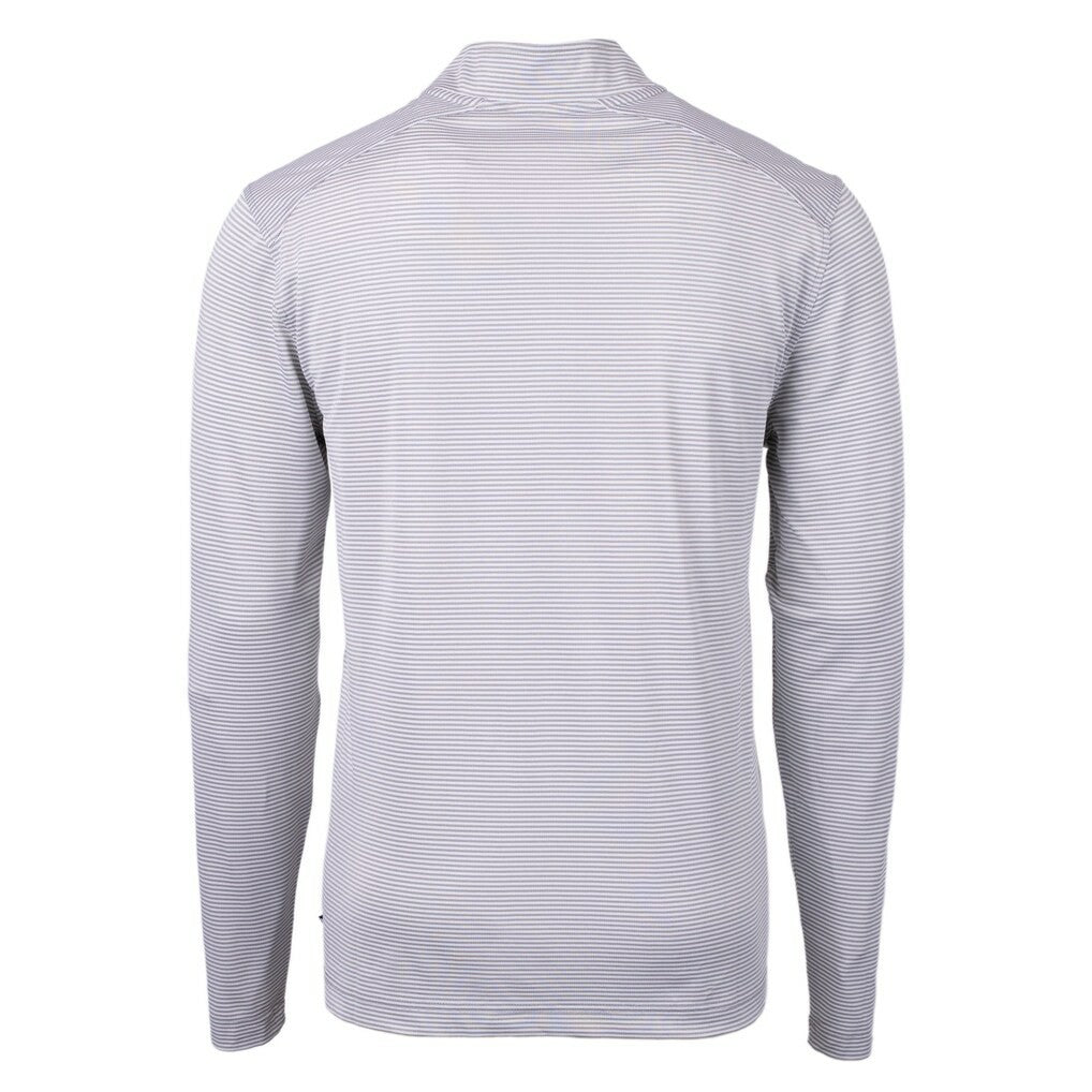 Green Bay Packers Cutter & Buck Virtue Eco Pique Micro Stripe Recycled Quarter-Zip Pullover Top - Gray/White Pullover