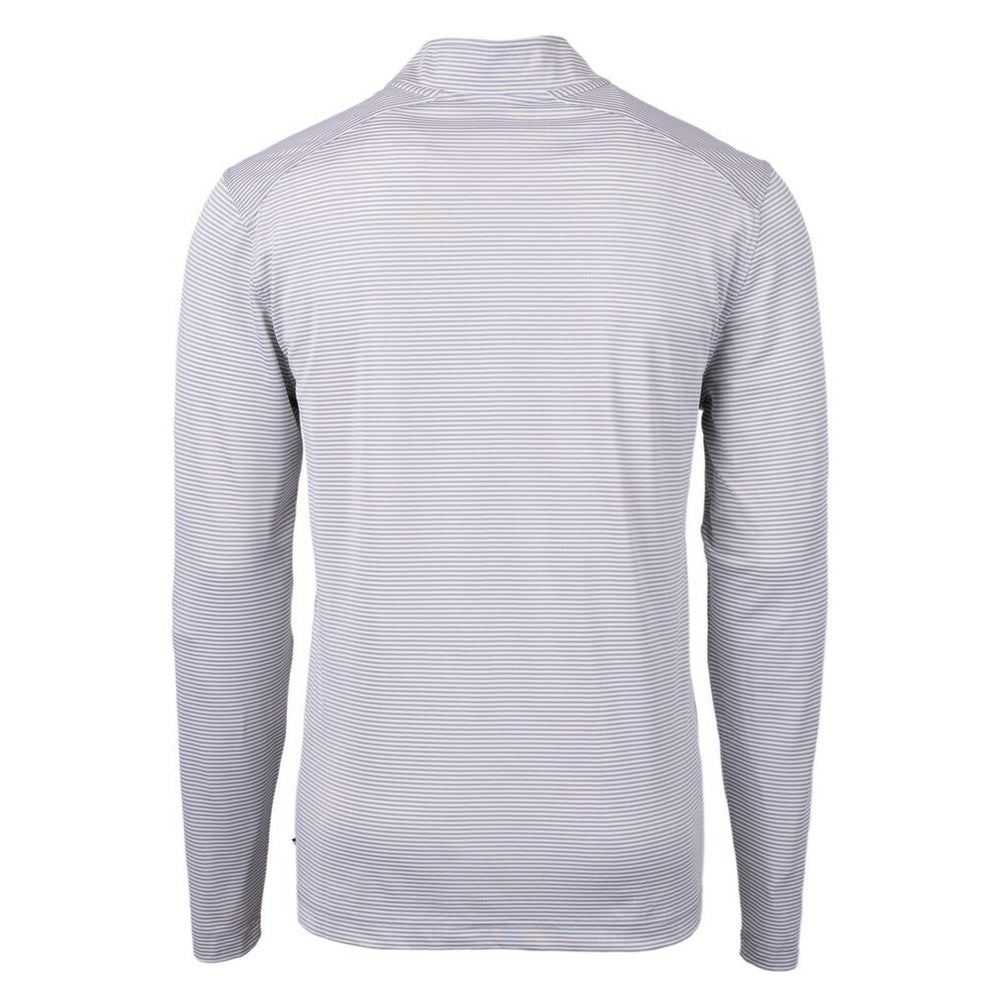 Green Bay Packers Cutter & Buck Virtue Eco Pique Micro Stripe Recycled Quarter-Zip Pullover Top - Gray/White Pullover