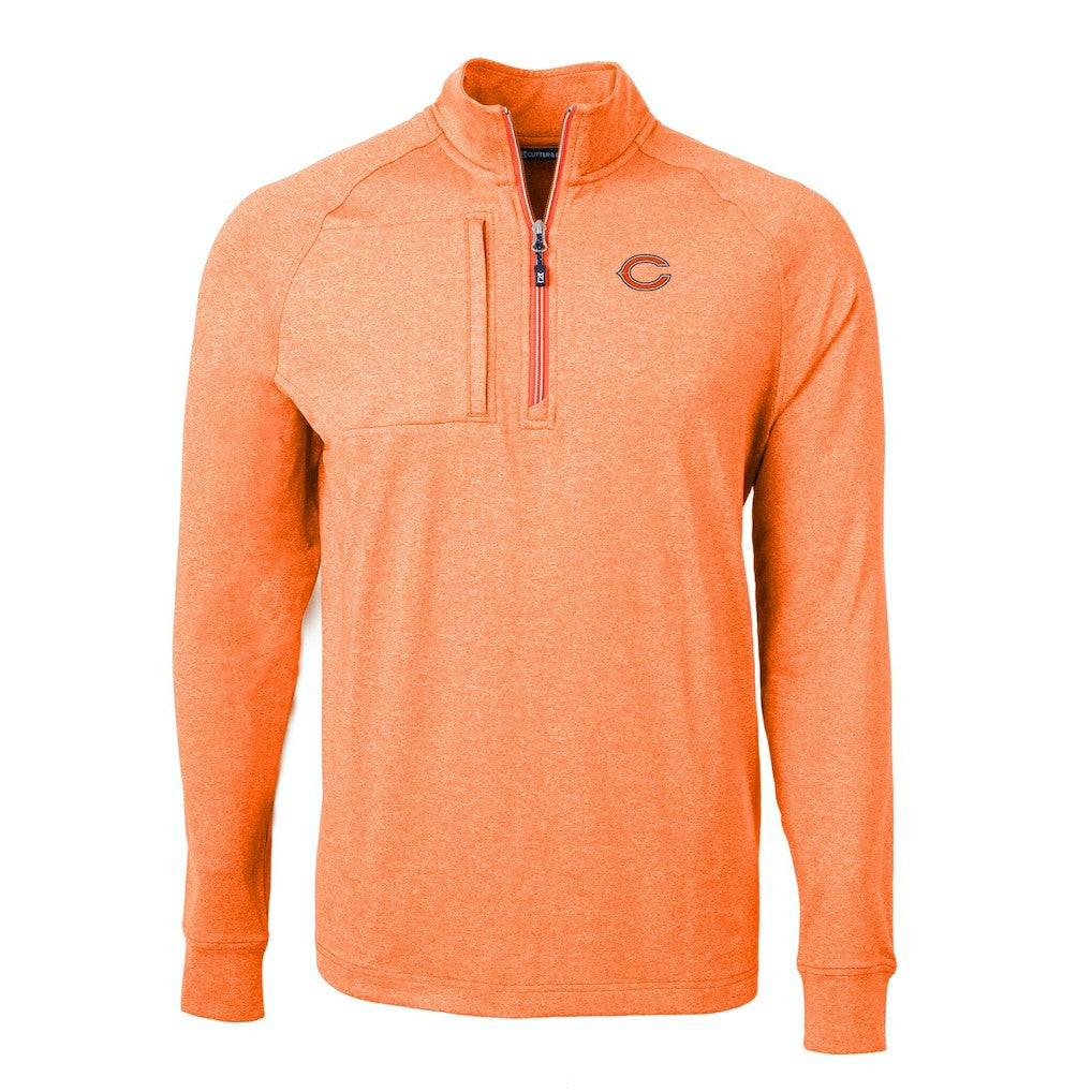Chicago Bears Cutter & Buck Adapt Eco Knit Quarter-Zip Pullover Top - Heather Orange Pullover