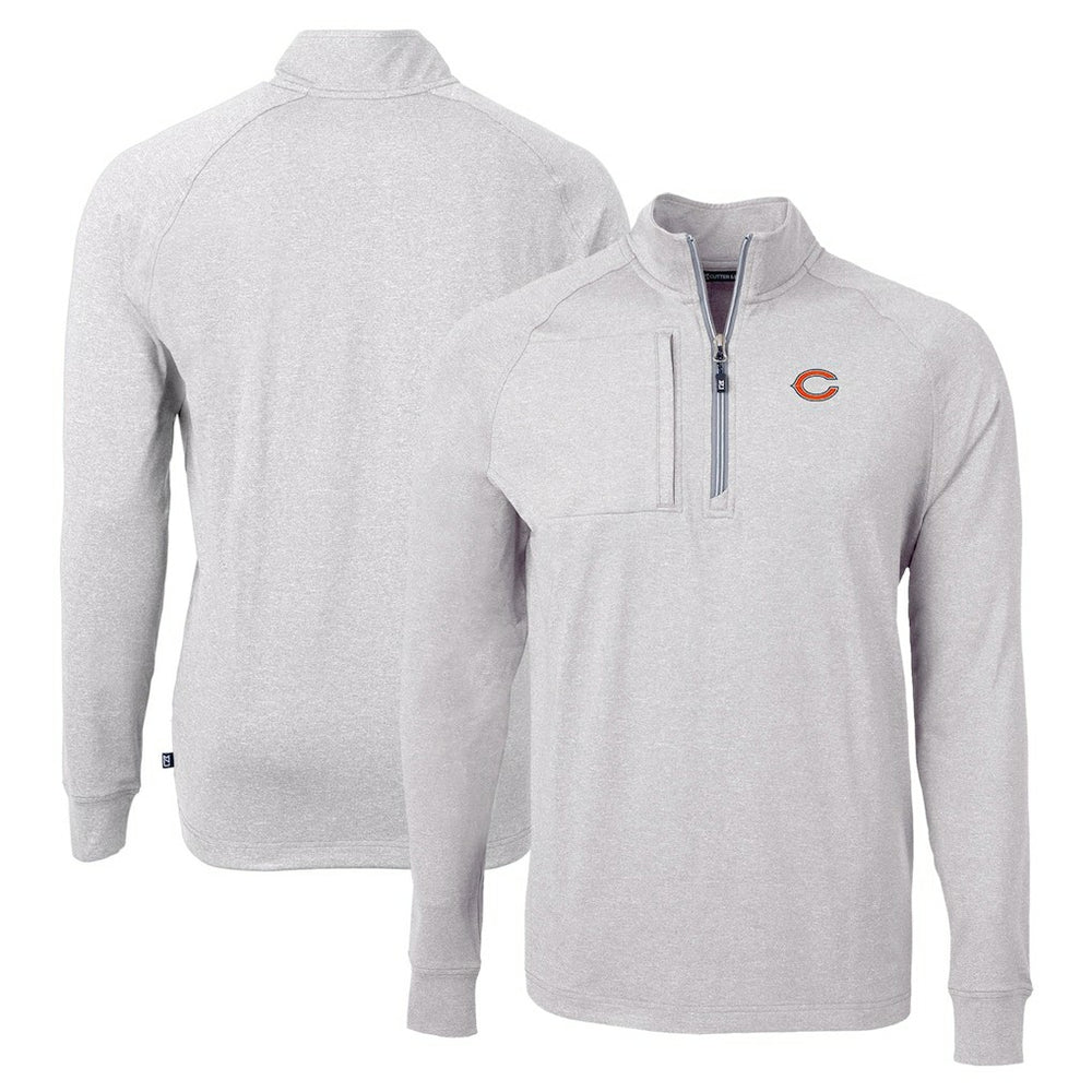 Chicago Bears Cutter & Buck Adapt Eco Knit Quarter-Zip Pullover Top - Heather Gray Pullover