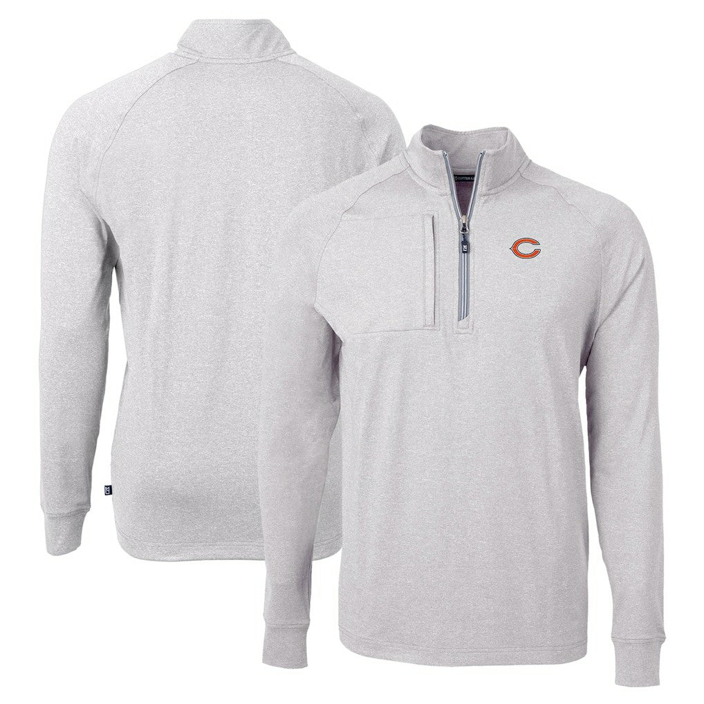 Chicago Bears Cutter & Buck Adapt Eco Knit Quarter-Zip Pullover Top - Heather Gray Pullover