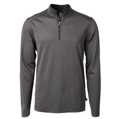 Indianapolis Colts Cutter & Buck Virtue Eco Pique Micro Stripe Recycled Quarter-Zip Pullover Top - Black/Gray Pullover