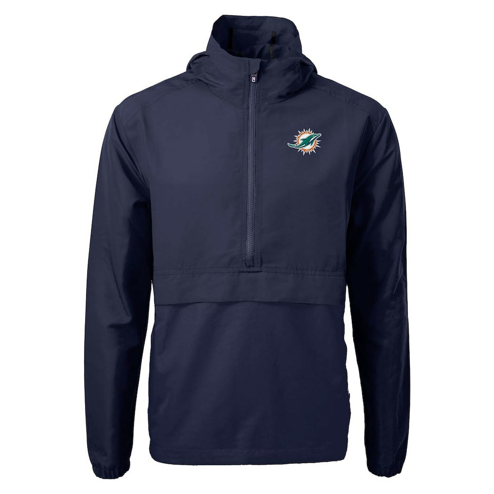 Miami Dolphins Cutter & Buck Charter Eco Recycled Anorak Half-Zip Jacket - Blue Jackets