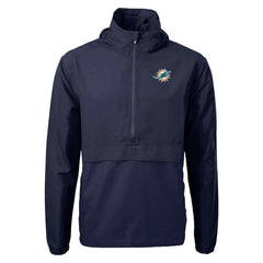 Miami Dolphins Cutter & Buck Charter Eco Recycled Anorak Half-Zip Jacket - Blue Jackets