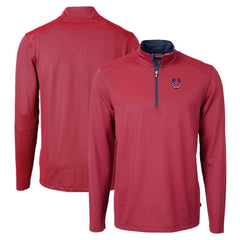 Indianapolis Colts Cutter & Buck Virtue Eco Pique Micro Stripe Recycled Quarter-Zip Pullover Top - Red/Navy Pullover