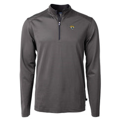 Jacksonville Jaguars Cutter & Buck Virtue Eco Pique Micro Stripe Recycled Quarter-Zip Pullover Top - Black/Gray Pullover