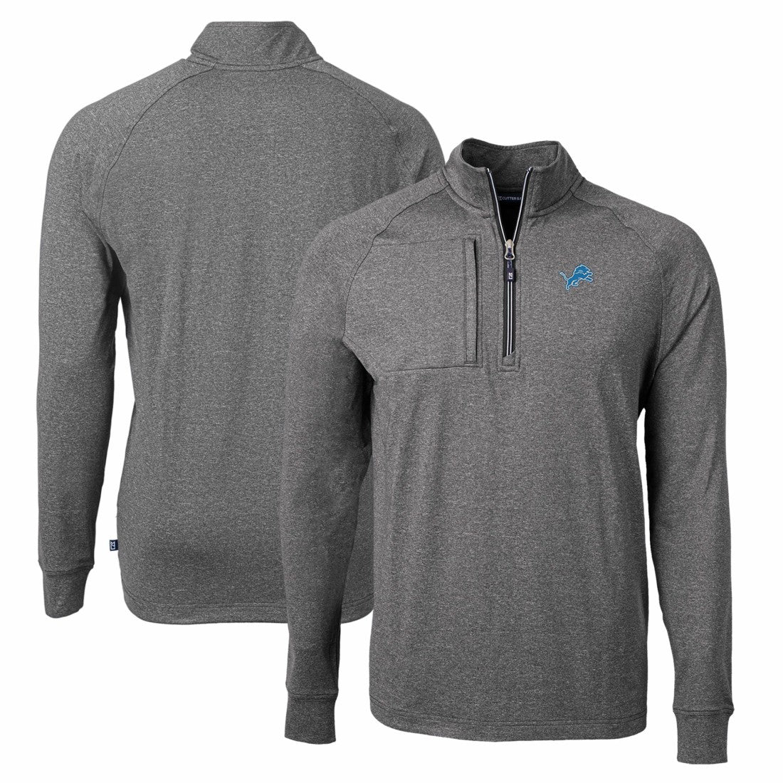 Detroit Lions Cutter & Buck Adapt Eco Knit Quarter-Zip Pullover Top - Heather Black Pullover