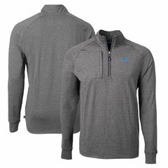 Detroit Lions Cutter & Buck Adapt Eco Knit Quarter-Zip Pullover Top - Heather Black Pullover