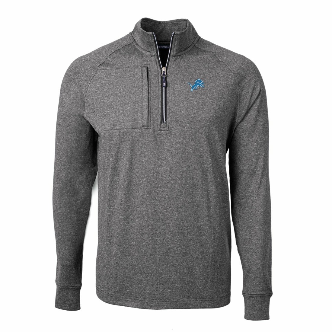 Detroit Lions Cutter & Buck Adapt Eco Knit Quarter-Zip Pullover Top - Heather Black Pullover