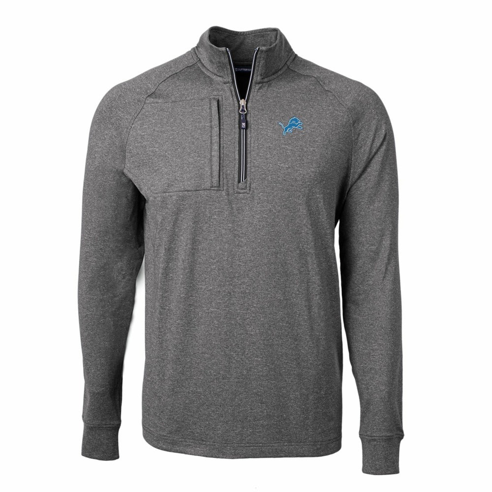 Detroit Lions Cutter & Buck Adapt Eco Knit Quarter-Zip Pullover Top - Heather Black Pullover