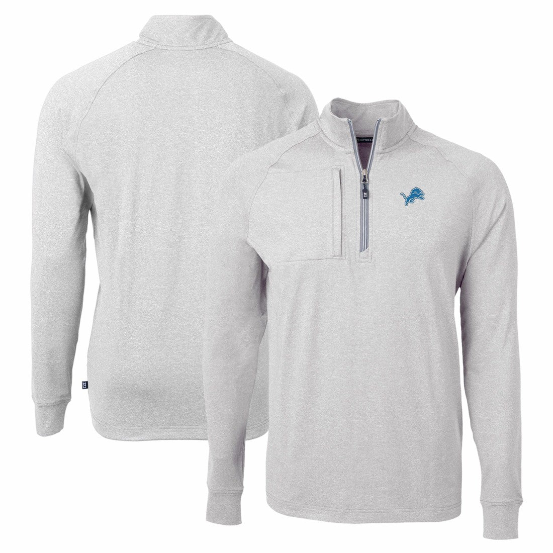 Detroit Lions Cutter & Buck Adapt Eco Knit Quarter-Zip Pullover Top - Heather Gray Pullover