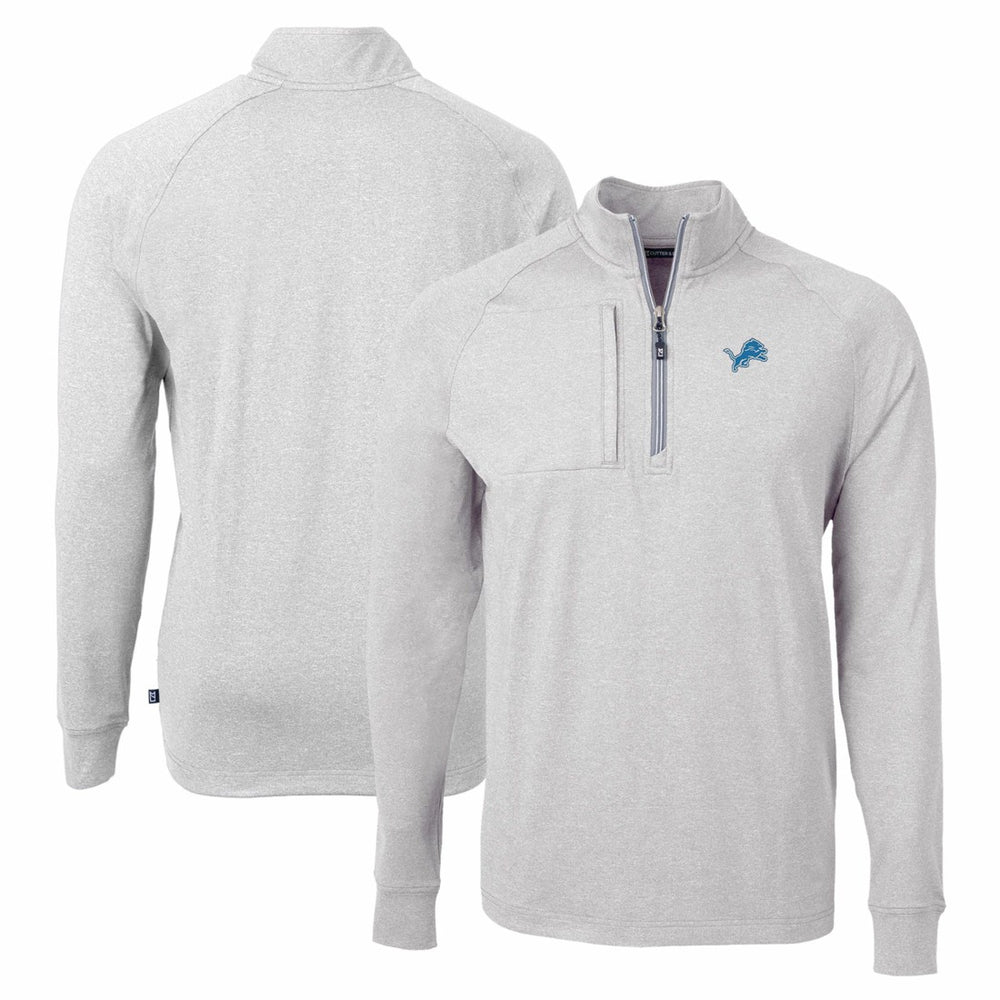 Detroit Lions Cutter & Buck Adapt Eco Knit Quarter-Zip Pullover Top - Heather Gray Pullover
