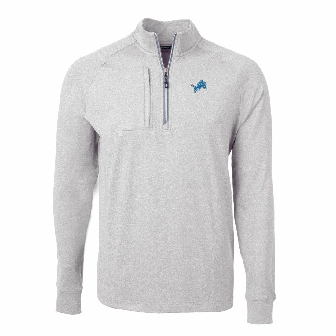 Detroit Lions Cutter & Buck Adapt Eco Knit Quarter-Zip Pullover Top - Heather Gray Pullover