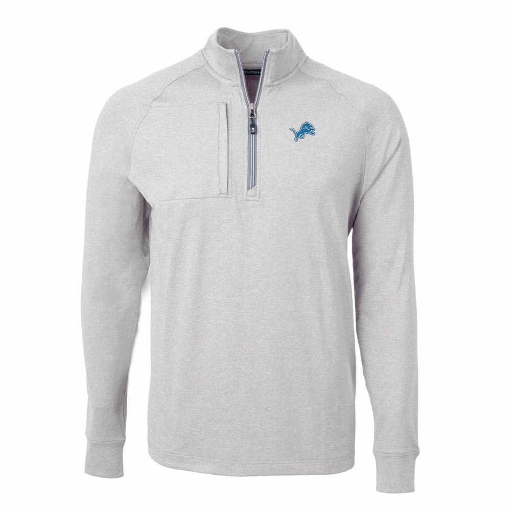Detroit Lions Cutter & Buck Adapt Eco Knit Quarter-Zip Pullover Top - Heather Gray Pullover