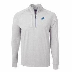 Detroit Lions Cutter & Buck Adapt Eco Knit Quarter-Zip Pullover Top - Heather Gray Pullover